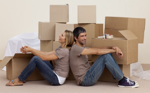 Experts handling sofa collection